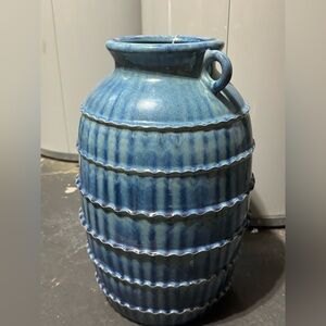 Blue Ceramic pottery Vase with Handles / floor vase / large vase / pottery /vase